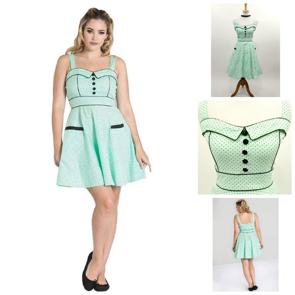 Hell Bunny Dresses & Skirts - Hell Bunny Vanity Dotted Dress in Mint Green